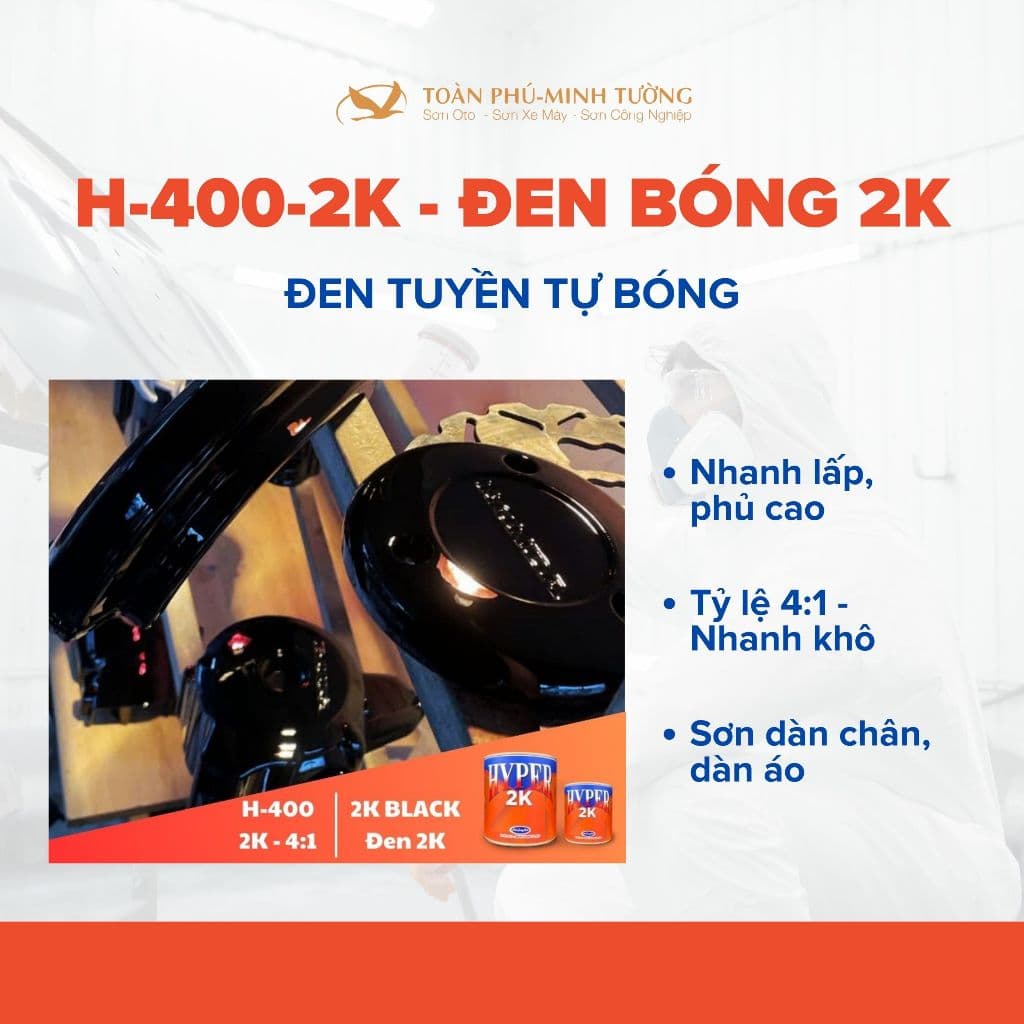 Sơn HYPER 2K đen tự bóng H-400-2K