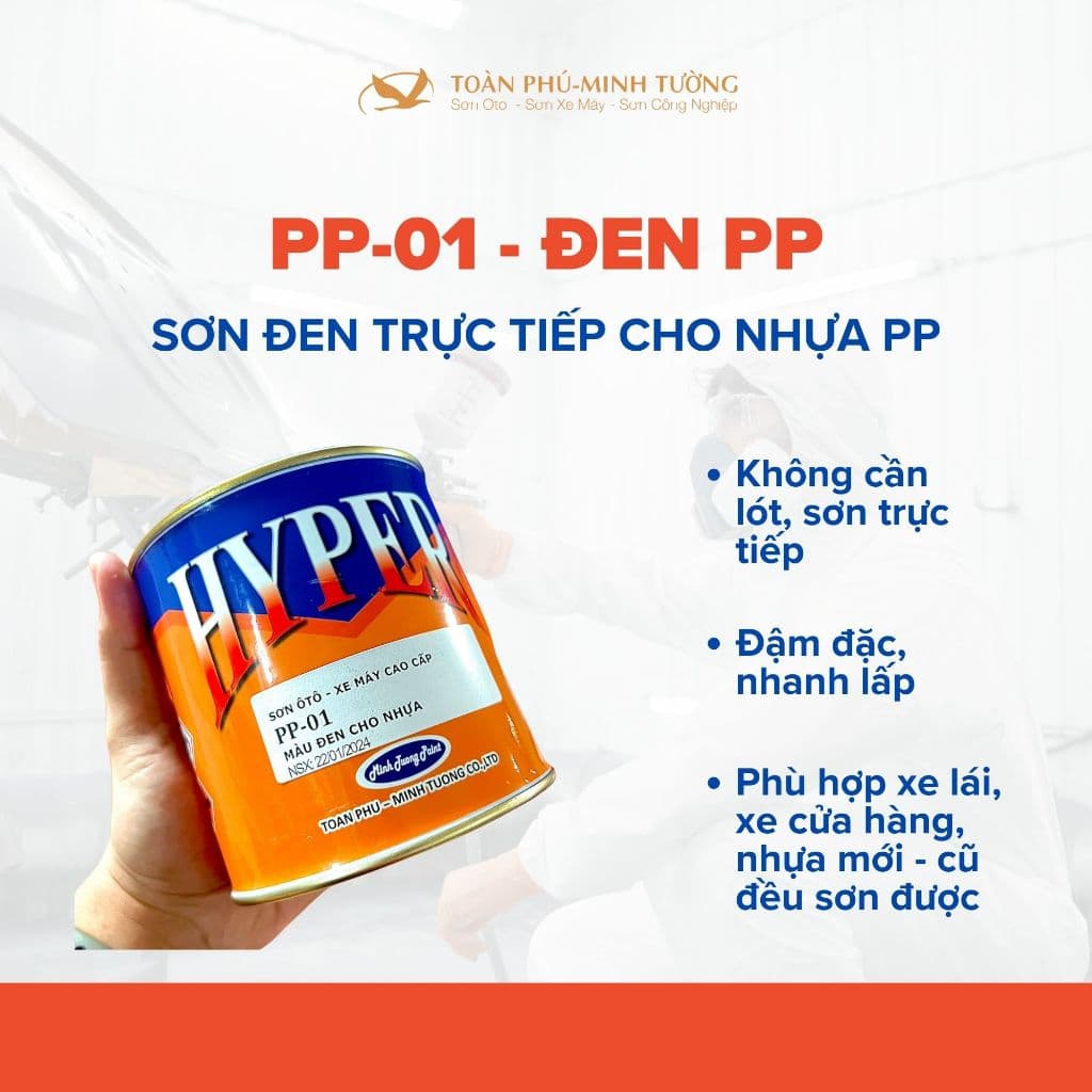 Sơn nhựa nhám PP-01 (đen)