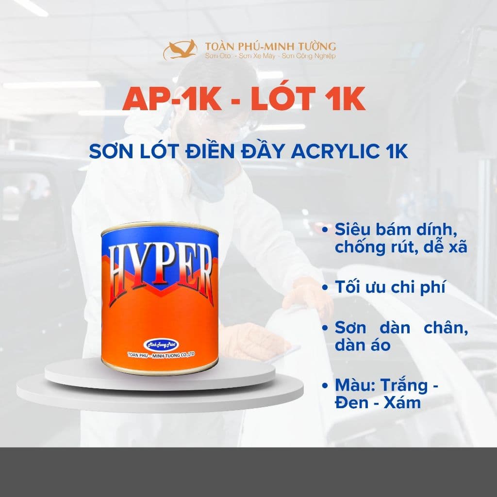 Sơn lót 1K AP-1K (3 màu: xám / đen / trắng)
