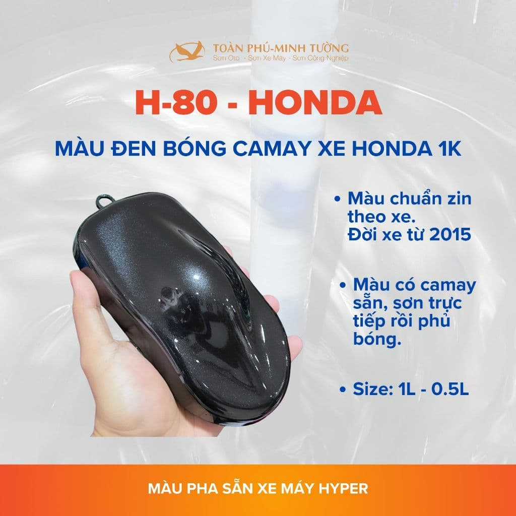H-80 — Màu đen bóng camay xe Honda 1K