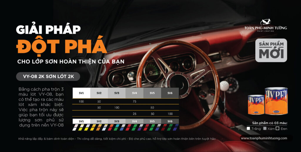 Bảng tỷ lệ pha trộn của sơn lót HYPER VY-08