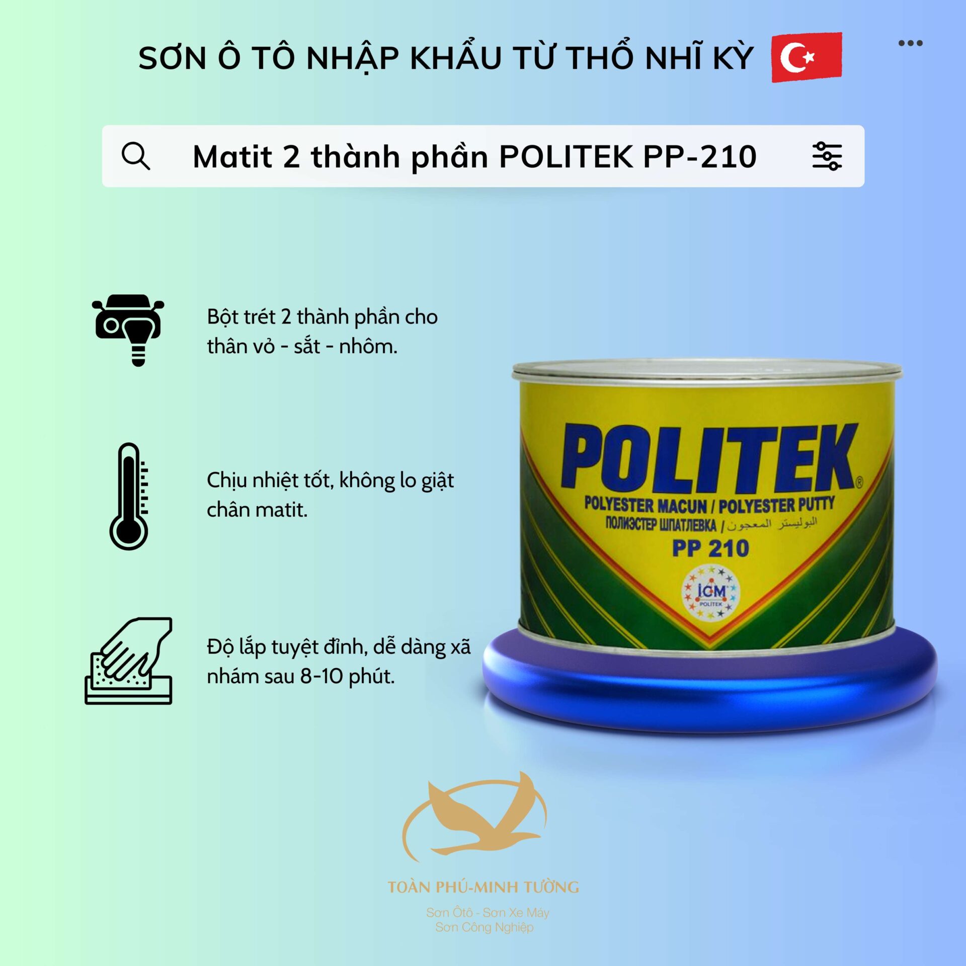 POLITEK PP-210 – Bột trét matit đa năng nhập khẩu từ Châu Âu