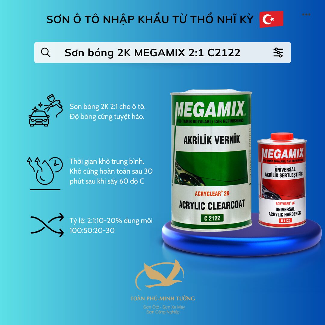 Sơn bóng 2K MEGAMIX 2:1 C-2122 – Tiêu chuẩn Châu Âu