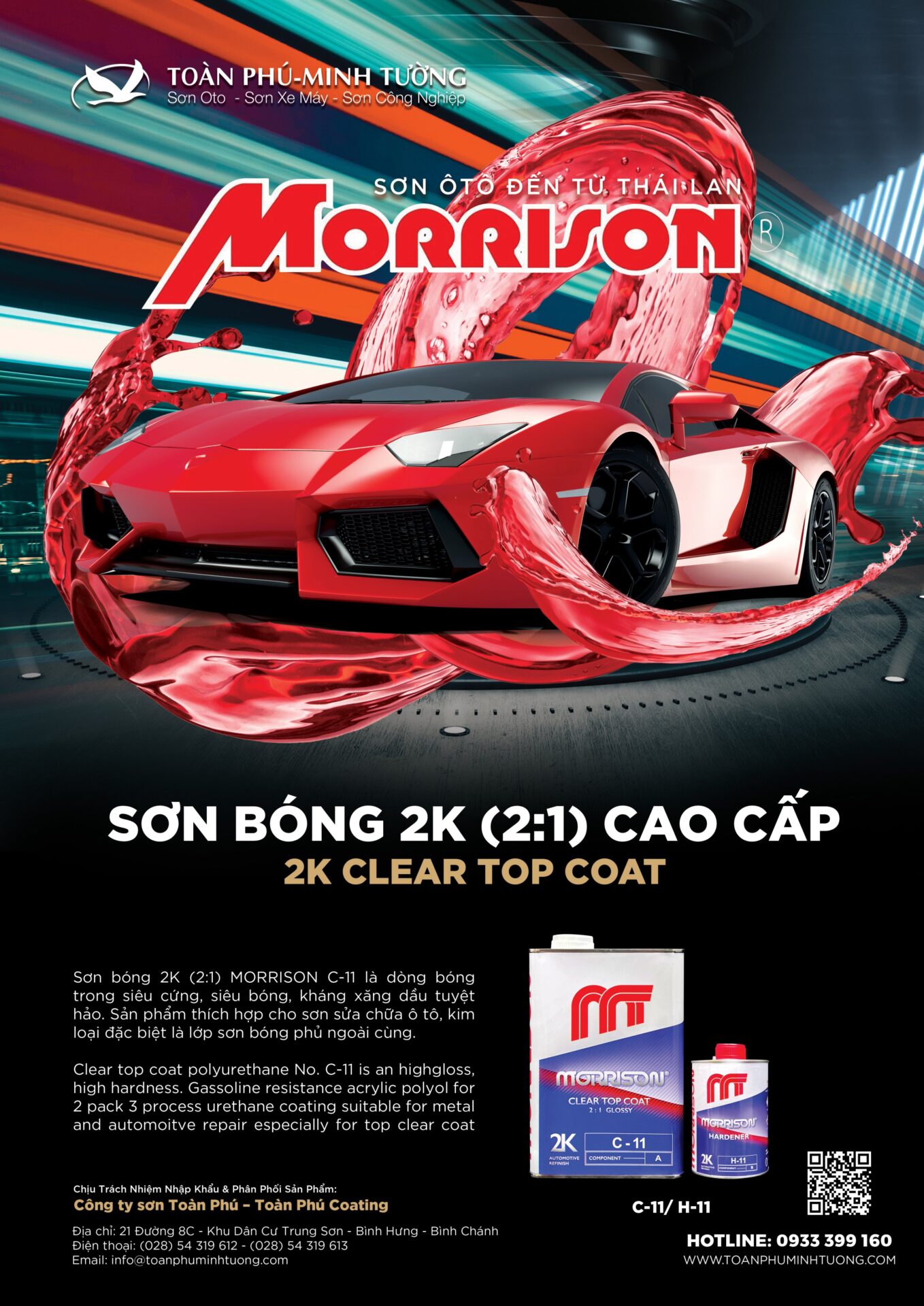 MORRISON HS 2K C-11 2:1 – Sơn bóng 2K 2:1 cao cấp nhất của thương hiệu